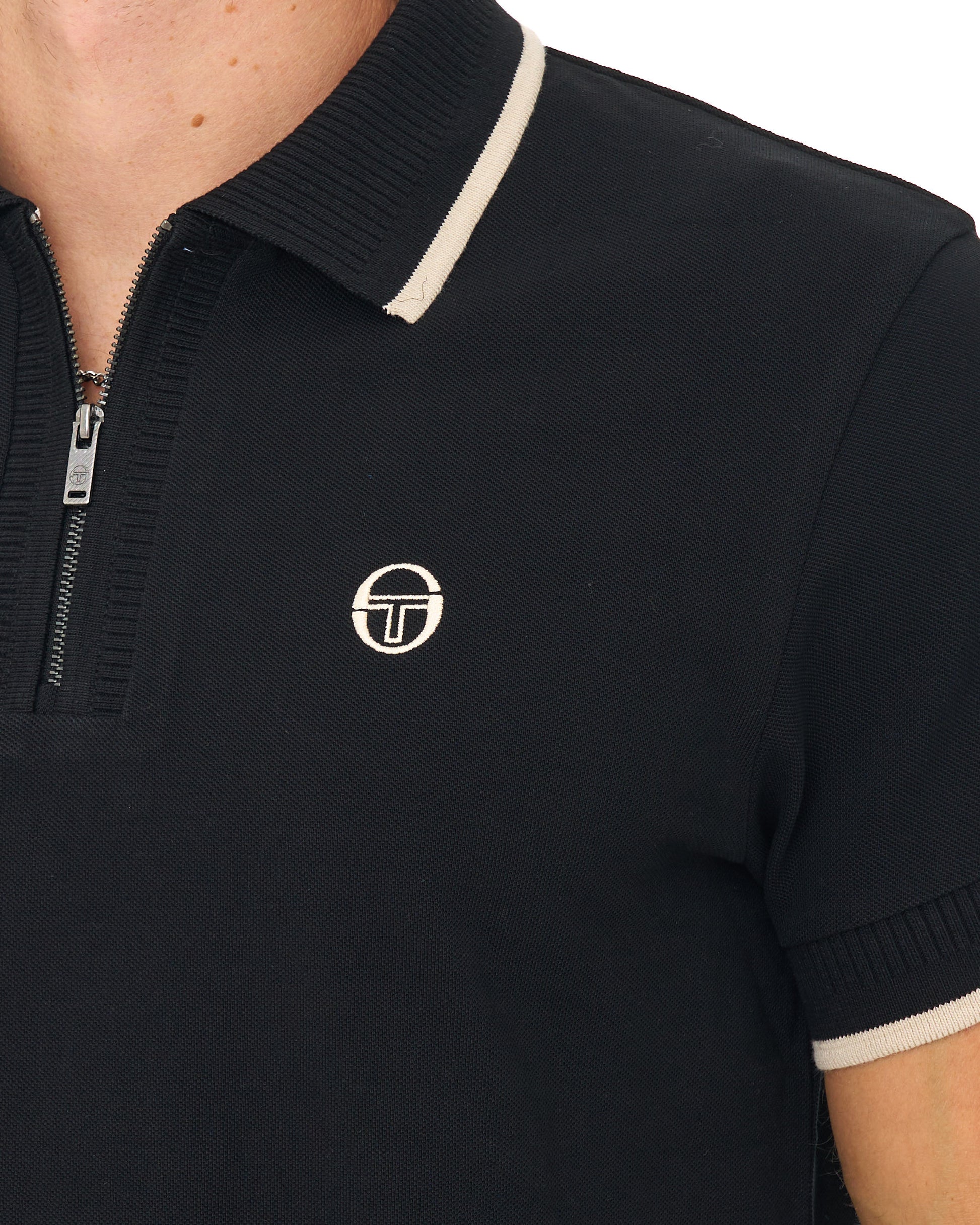 Sergio Tacchini Davide Zip Polo Shirt Black