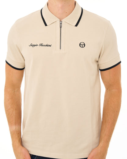 Sergio Tacchini Davide Zip Polo Shirt Light Sand