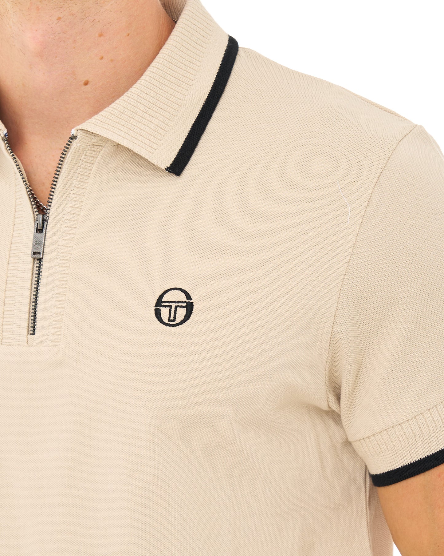 Sergio Tacchini Davide Zip Polo Shirt Light Sand