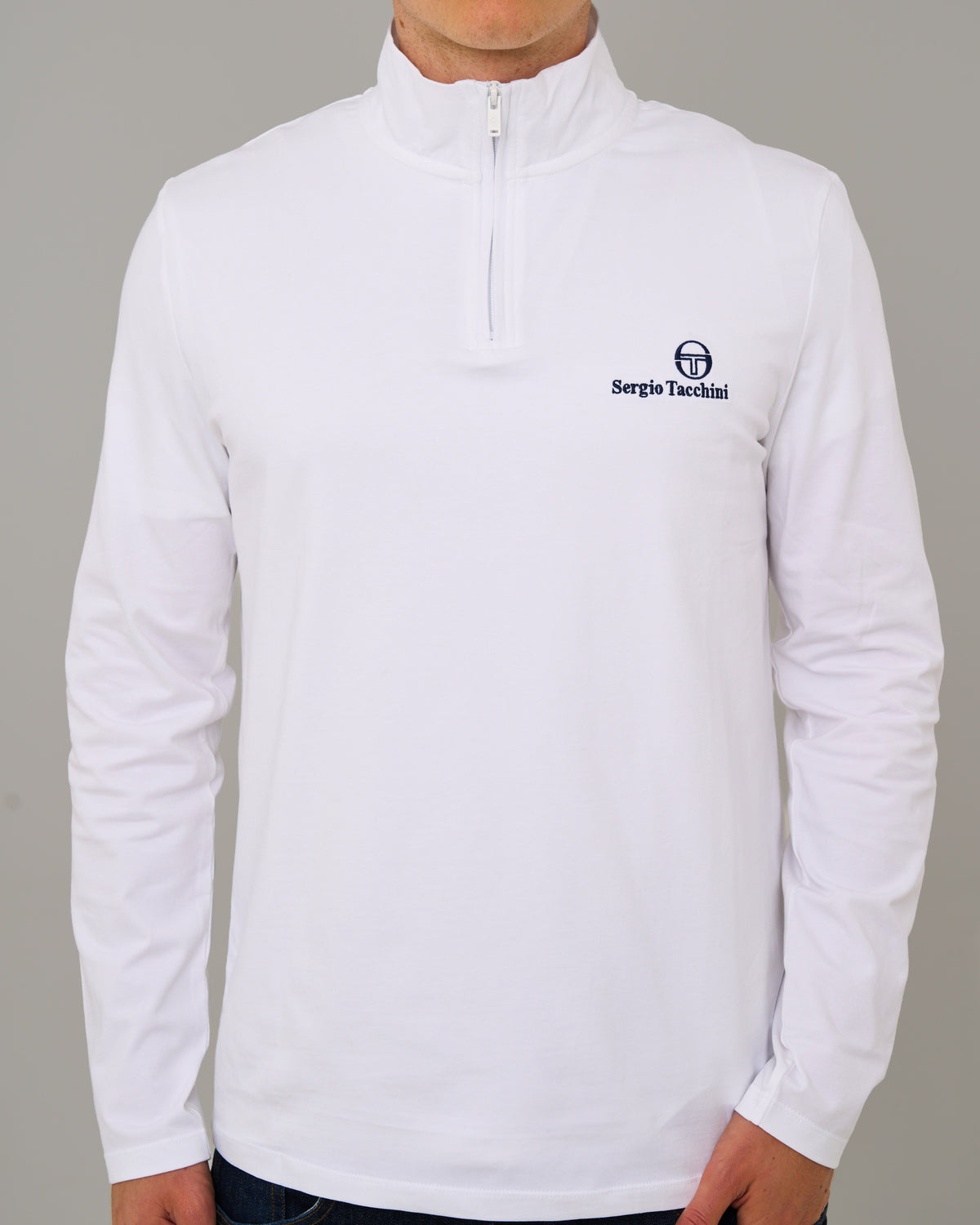 Sergio Tacchini 1/4 Zip Long Sleeve Top White
