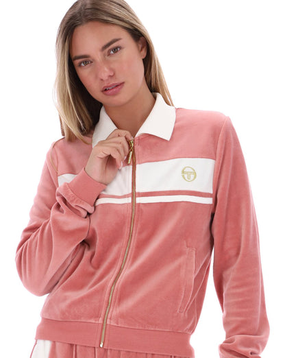 Sergio Tacchini Collars Velour Track Top Deep Blush Gardenia