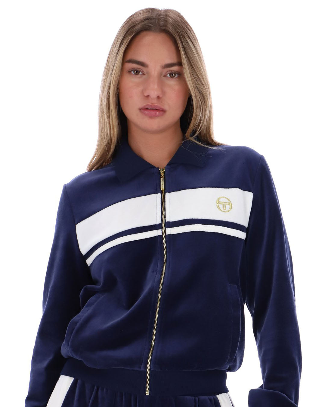 Sergio Tacchini Erica Velour Track Top Navy Blue/Gardenia