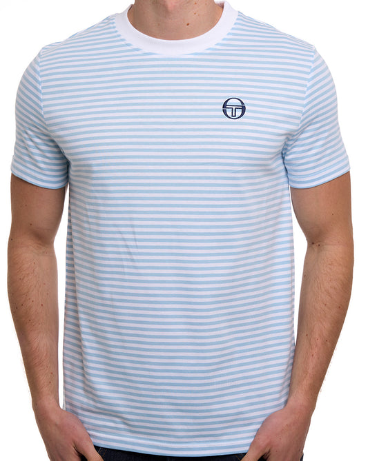 Sergio Tacchini Sergio Tacchini Falcao Stripe T Shirt White/Clear Sky