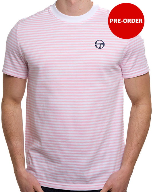 Sergio Tacchini Falcao Stripe T Shirt White/Pink