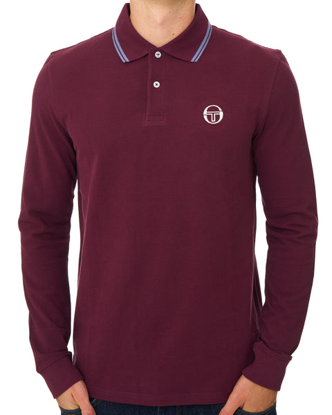 Sergio Tacchini Tipped Long Sleeve Polo Shirt Burgundy