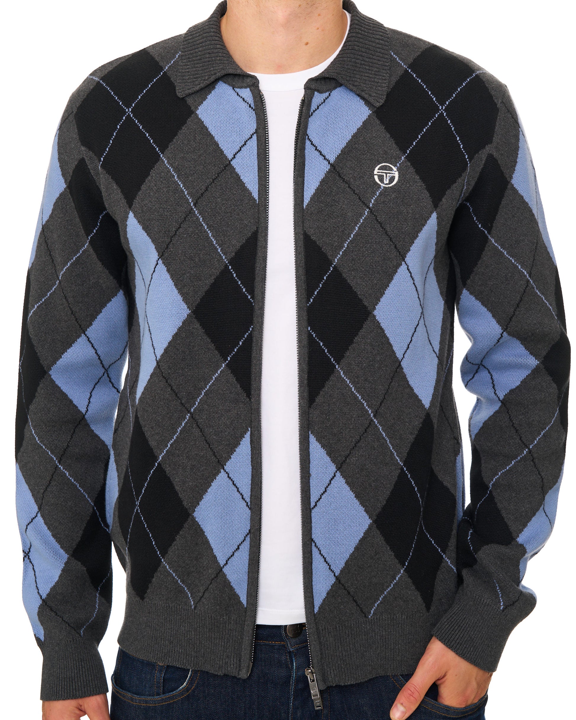 Sergio Tacchini Marco Knitted Cardigan Charcoal Grey