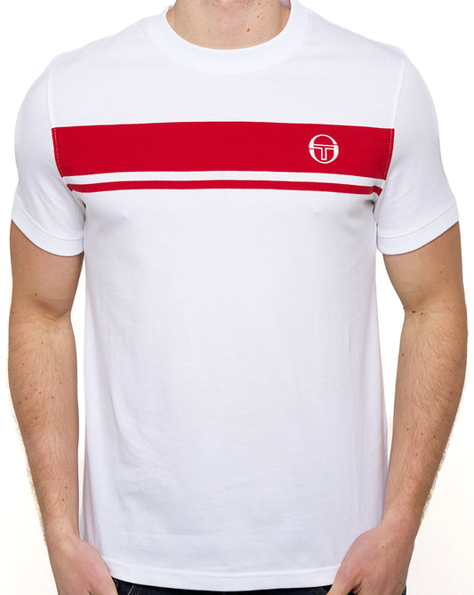 Sergio Tacchini Masters T Shirt White/Dark Red