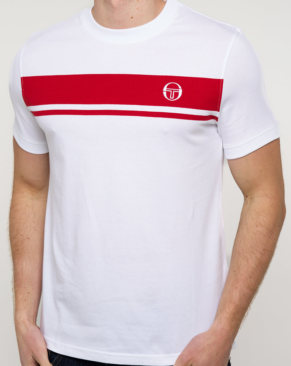 Sergio Tacchini Masters T Shirt White/Dark Red