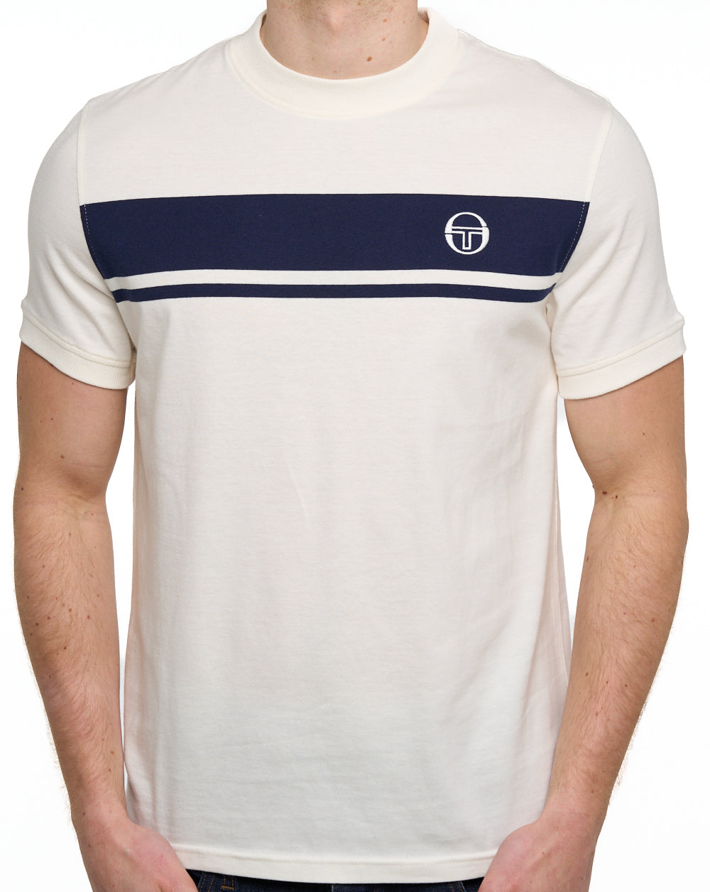 Sergio Tacchini Masters T Shirt Gardenia/Navy Blue