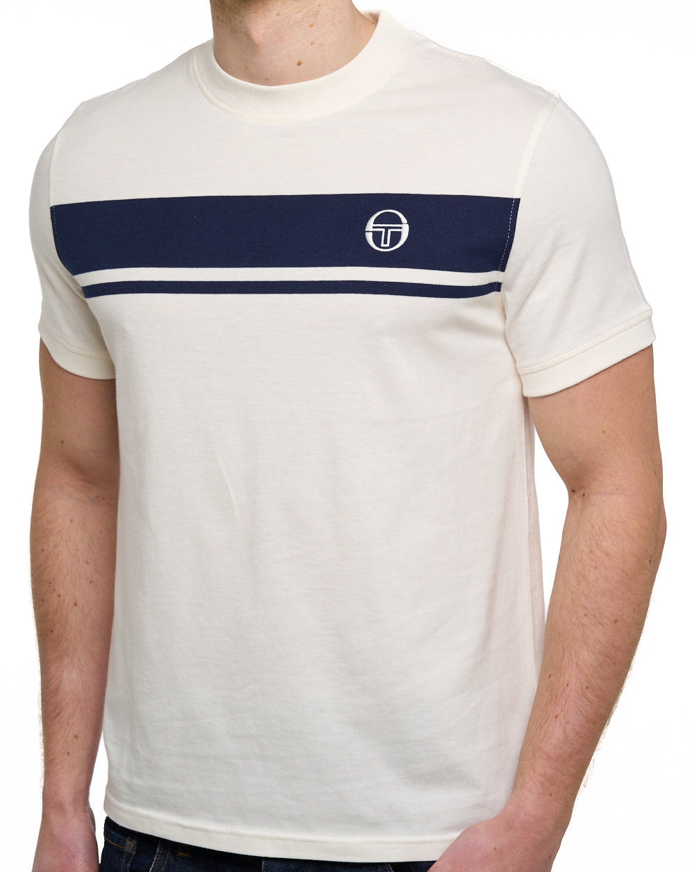 Sergio Tacchini Masters T Shirt Gardenia/Navy Blue