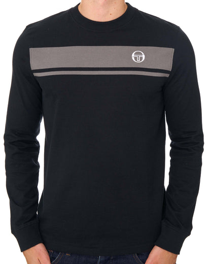 Sergio Tacchini Masters LS T Shirt Black/Charcoal
