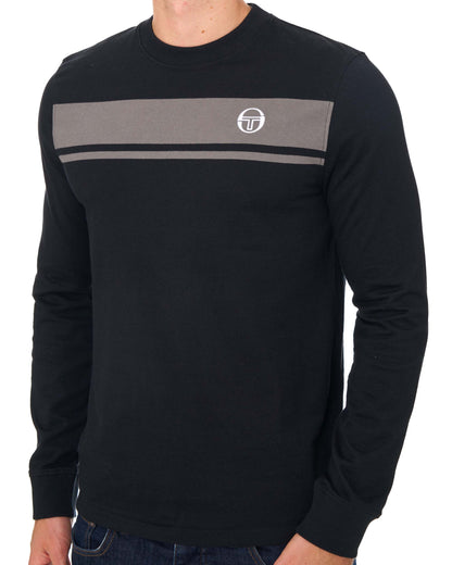 Sergio Tacchini Masters LS T Shirt Black/Charcoal