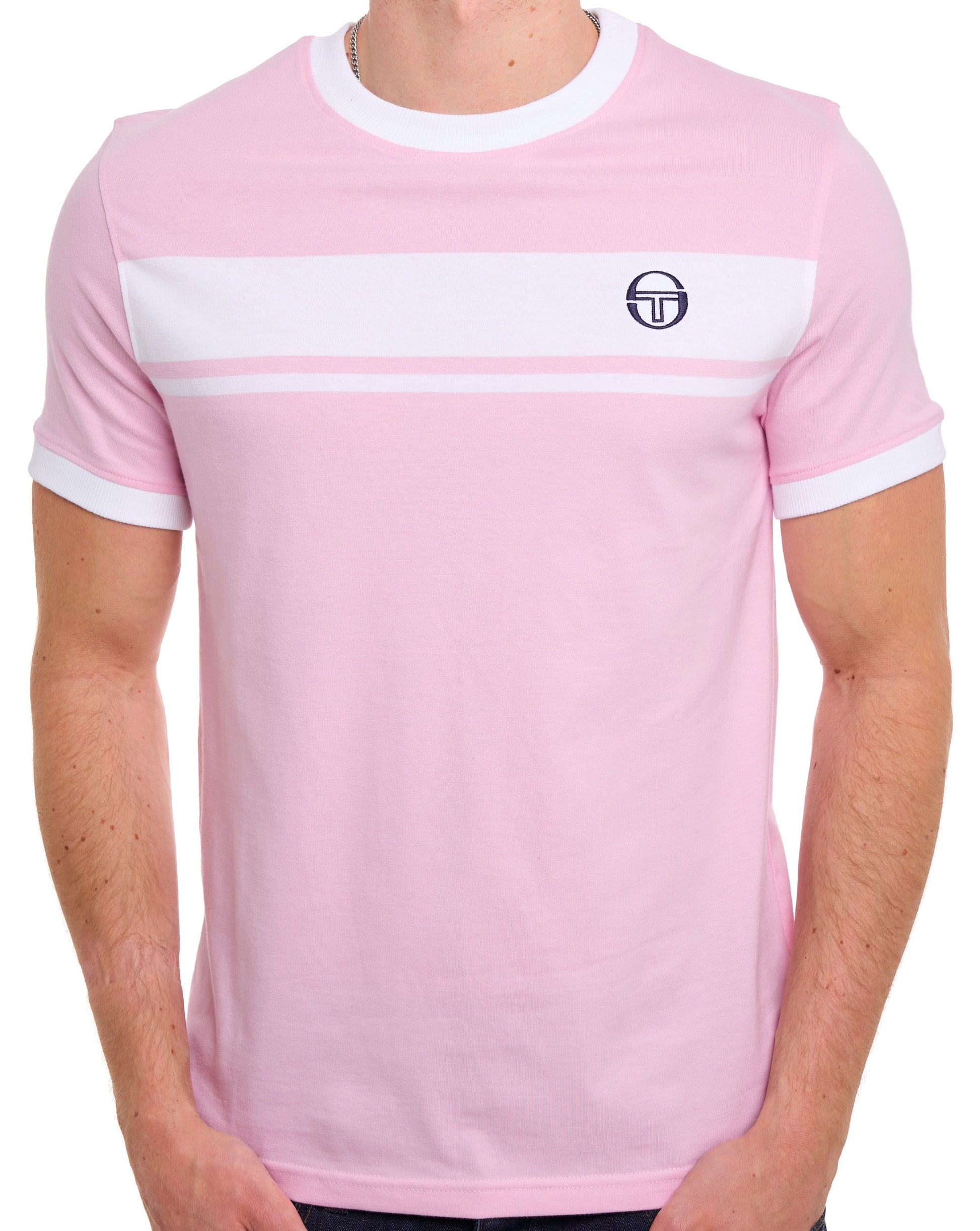 Sergio Tacchini Masters T Shirt Pink/White