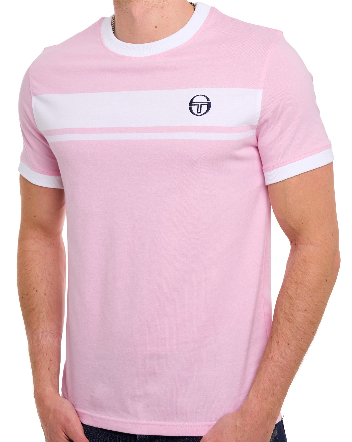 Sergio Tacchini Masters T Shirt Pink/White