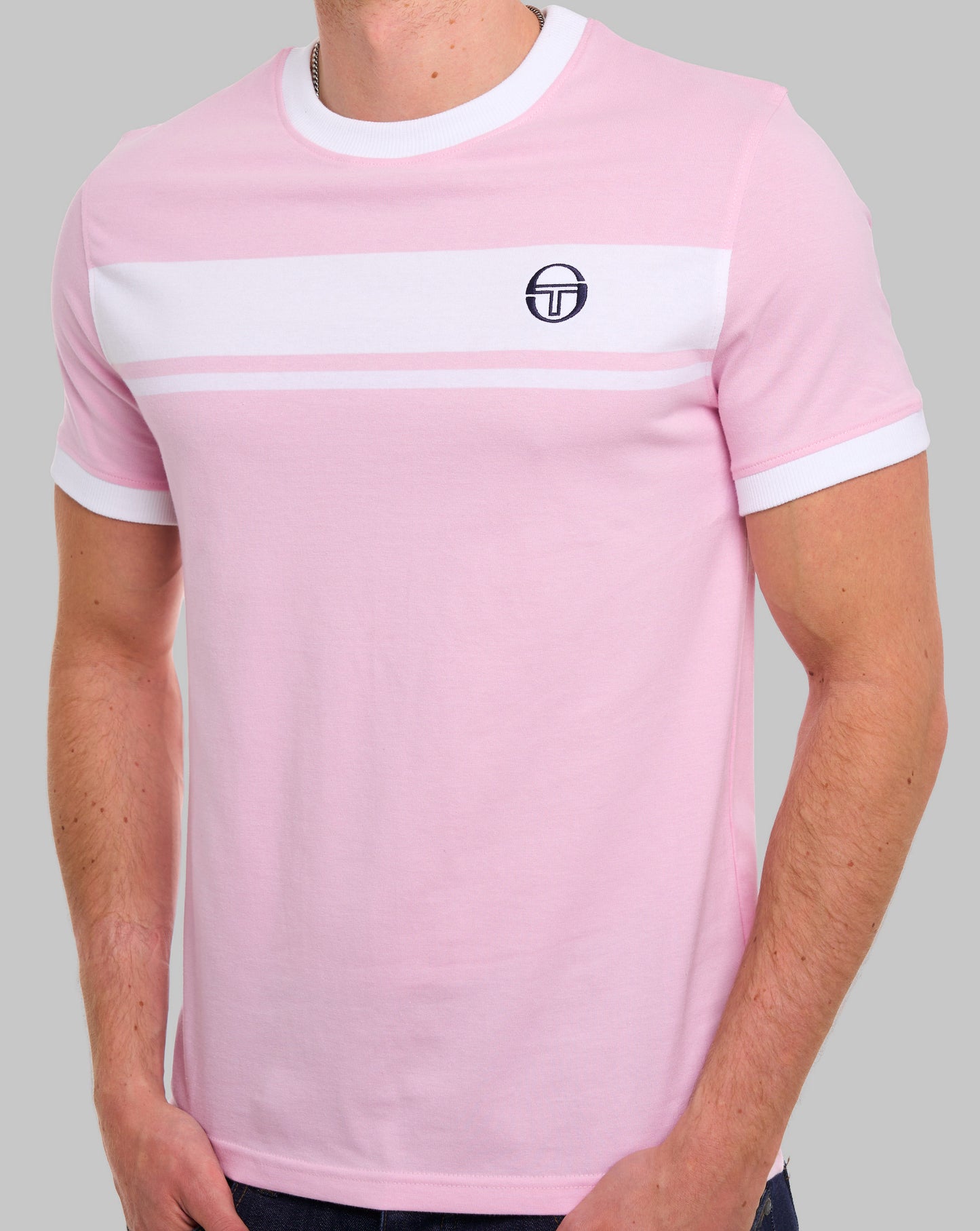 Sergio Tacchini Masters T Shirt Pink/White