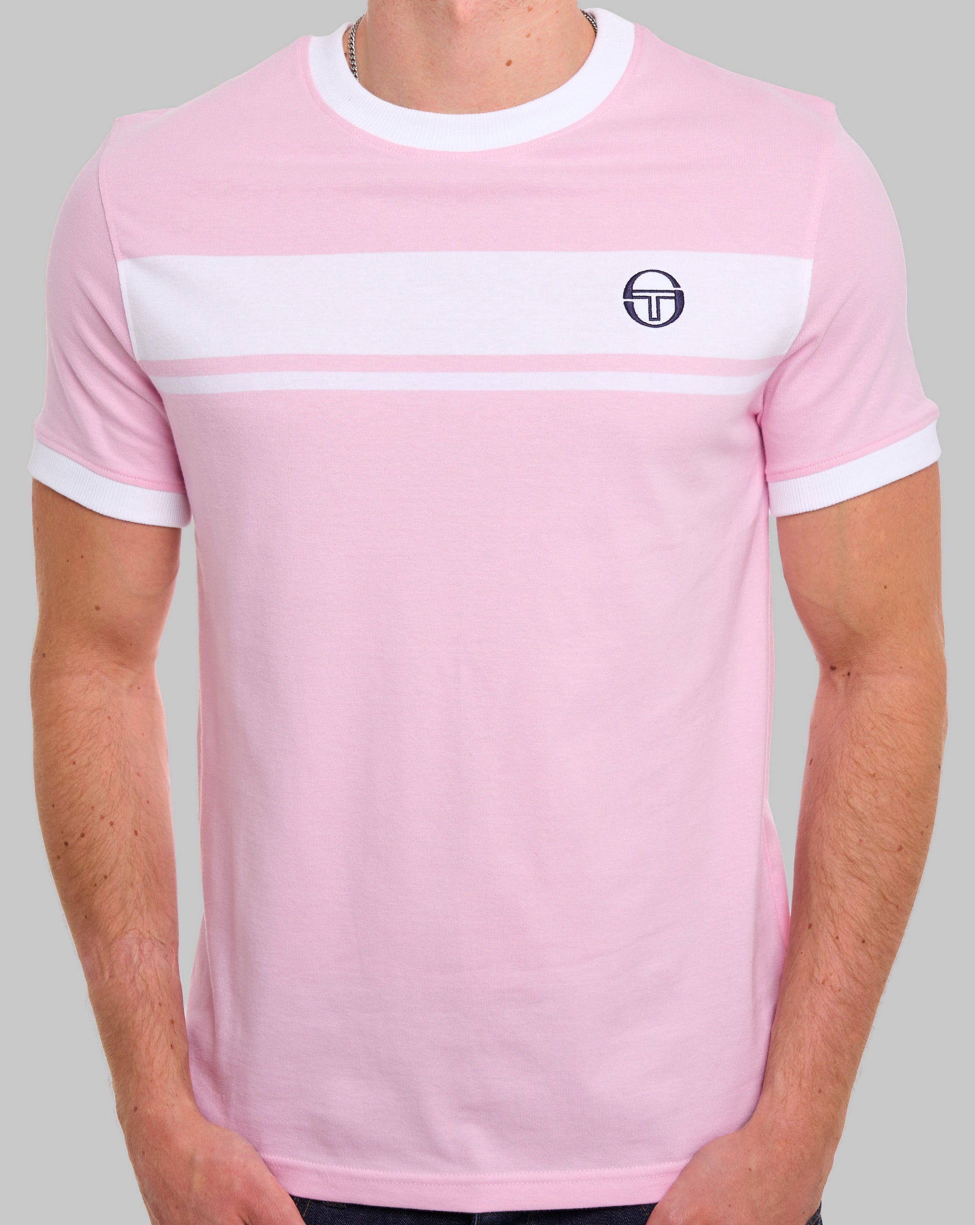 Sergio Tacchini Masters T Shirt Pink/White