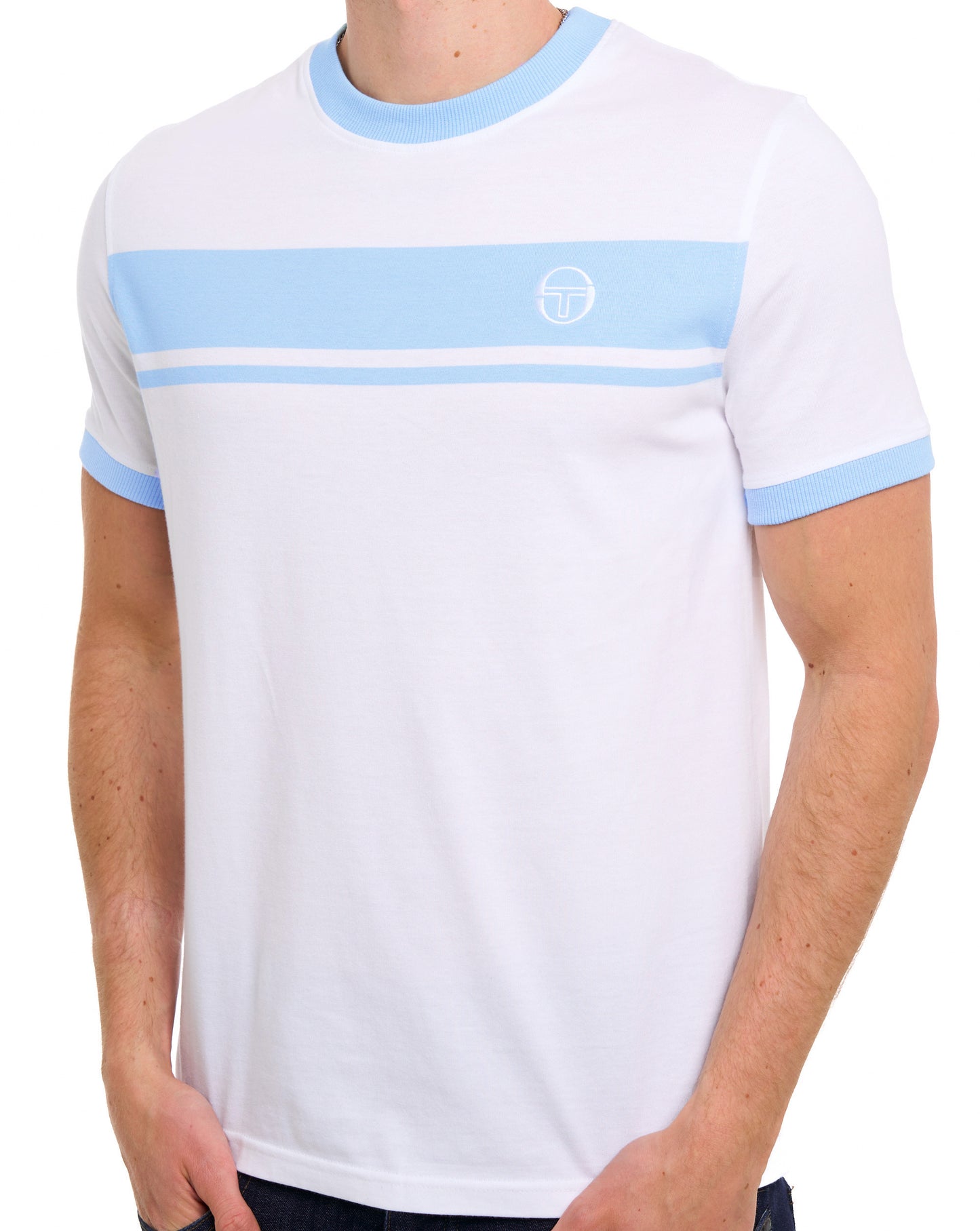 Sergio Tacchini Masters T Shirt White/Sky Blue