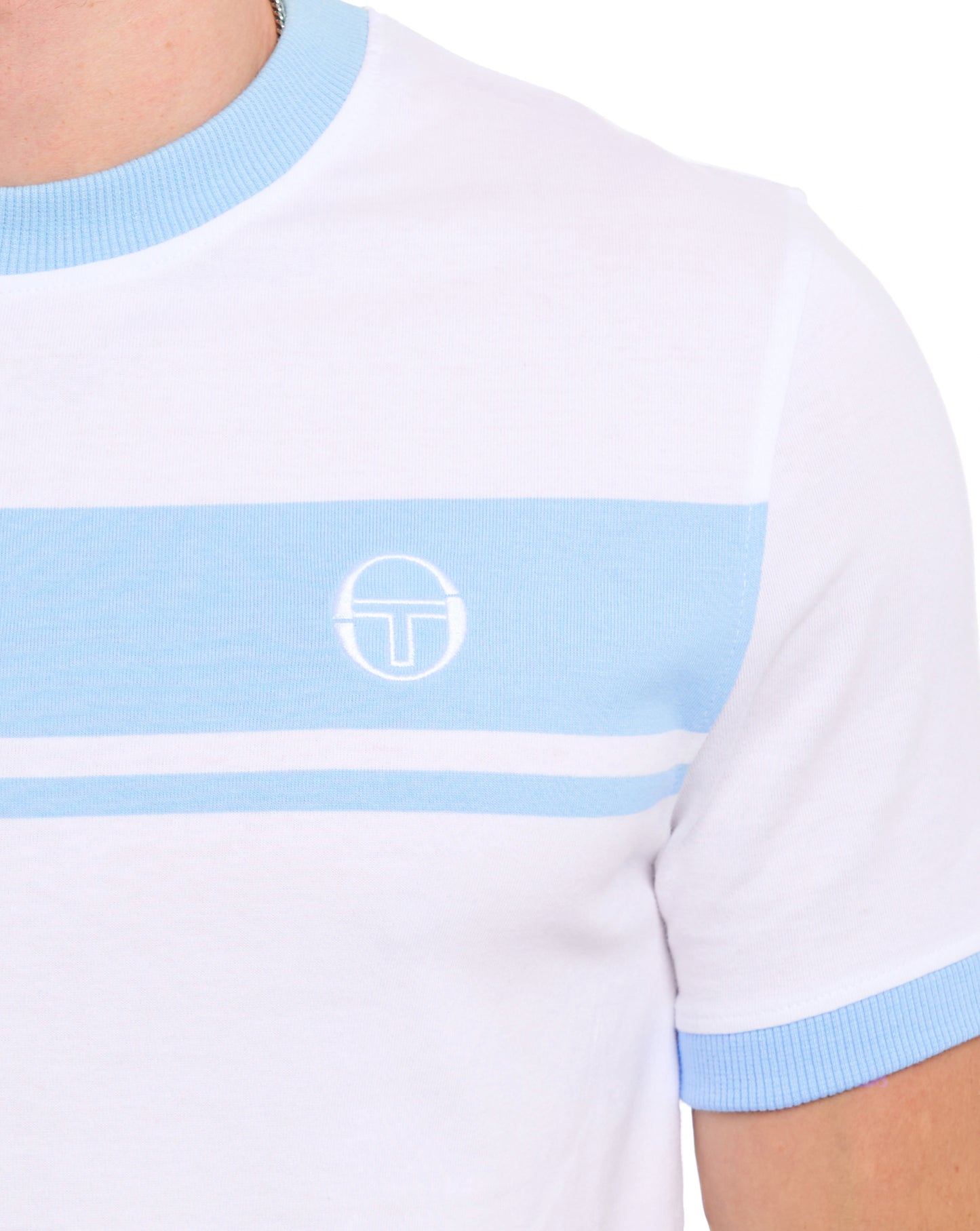 Sergio Tacchini Masters T Shirt White/Sky Blue