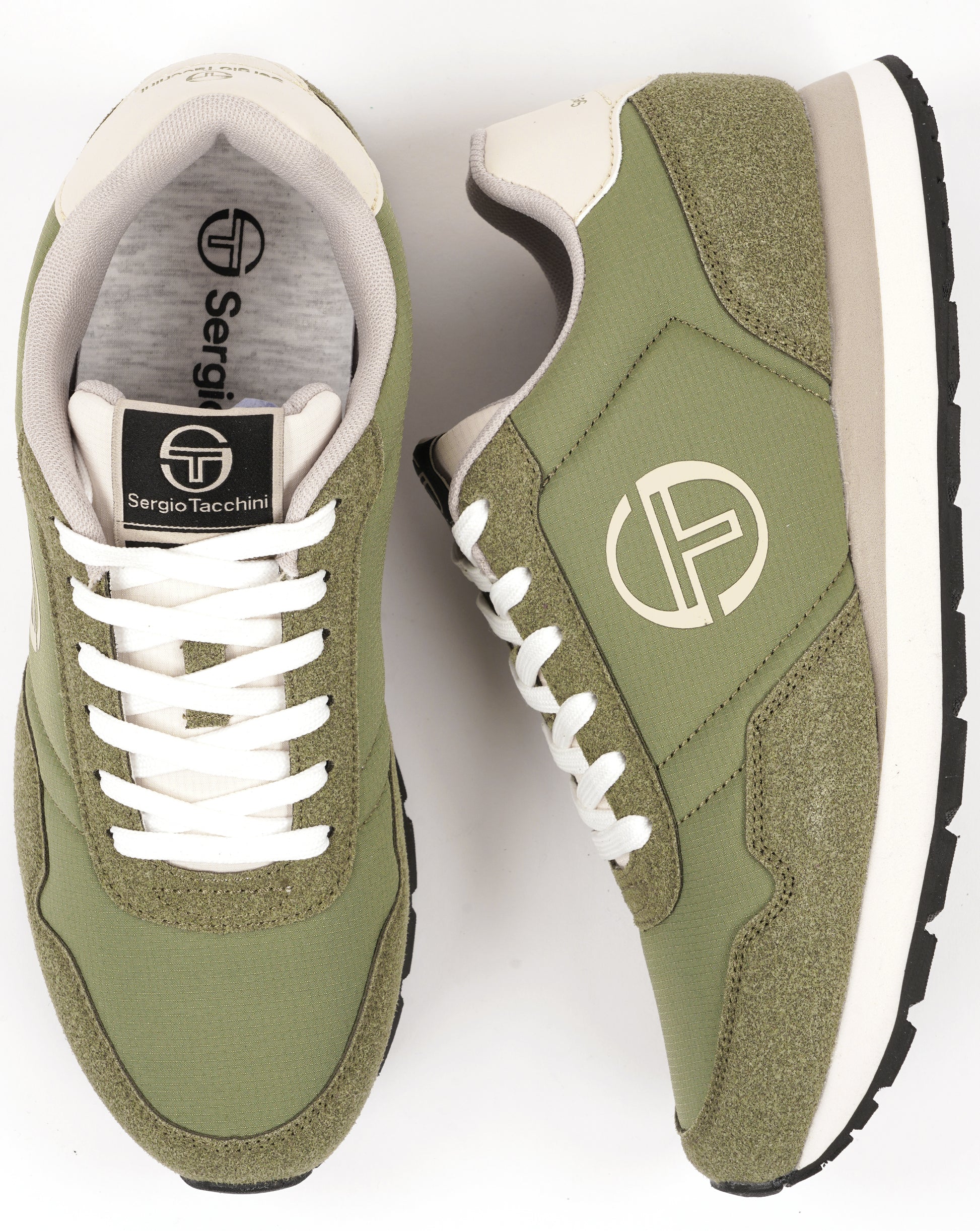 Sergio Tacchini Mile Mix Trainers Light Khaki/Off White