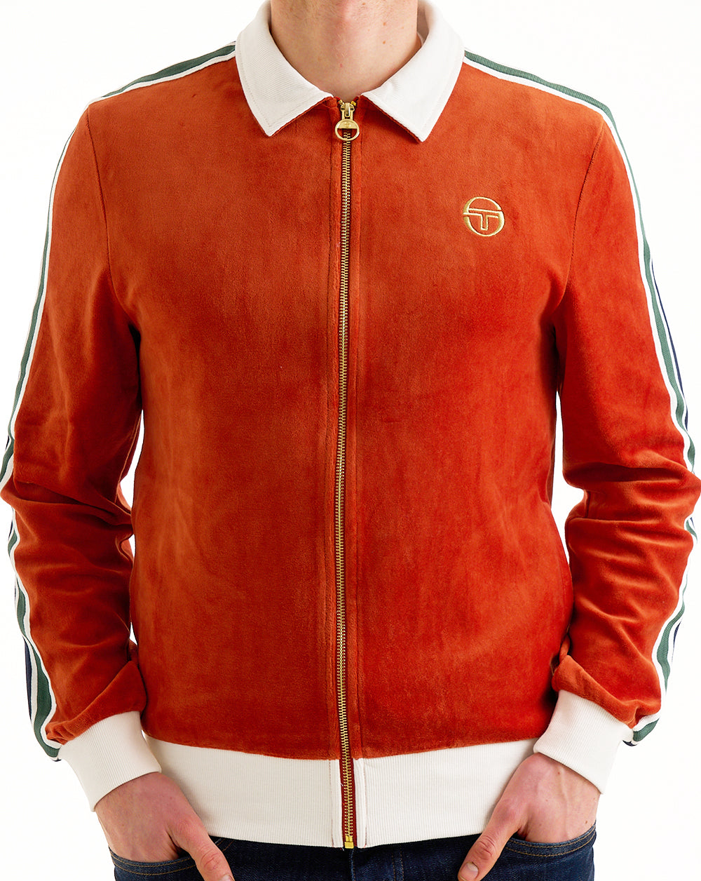 Sergio Tacchini Sergio Tacchini Monte Velour Track Top Burnt Orange/Gardenia