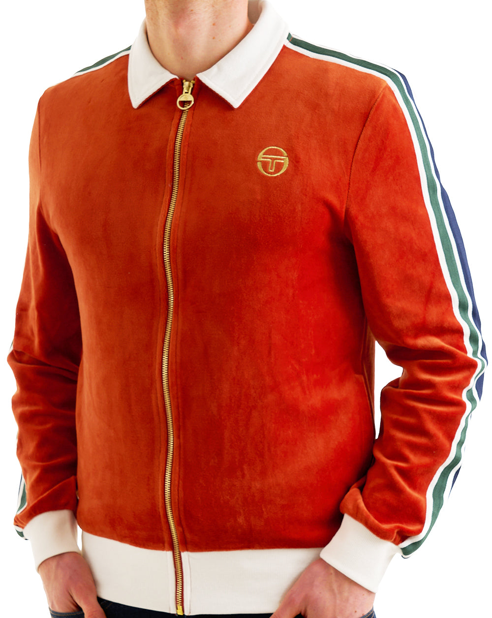 Sergio Tacchini Sergio Tacchini Monte Velour Track Top Burnt Orange/Gardenia