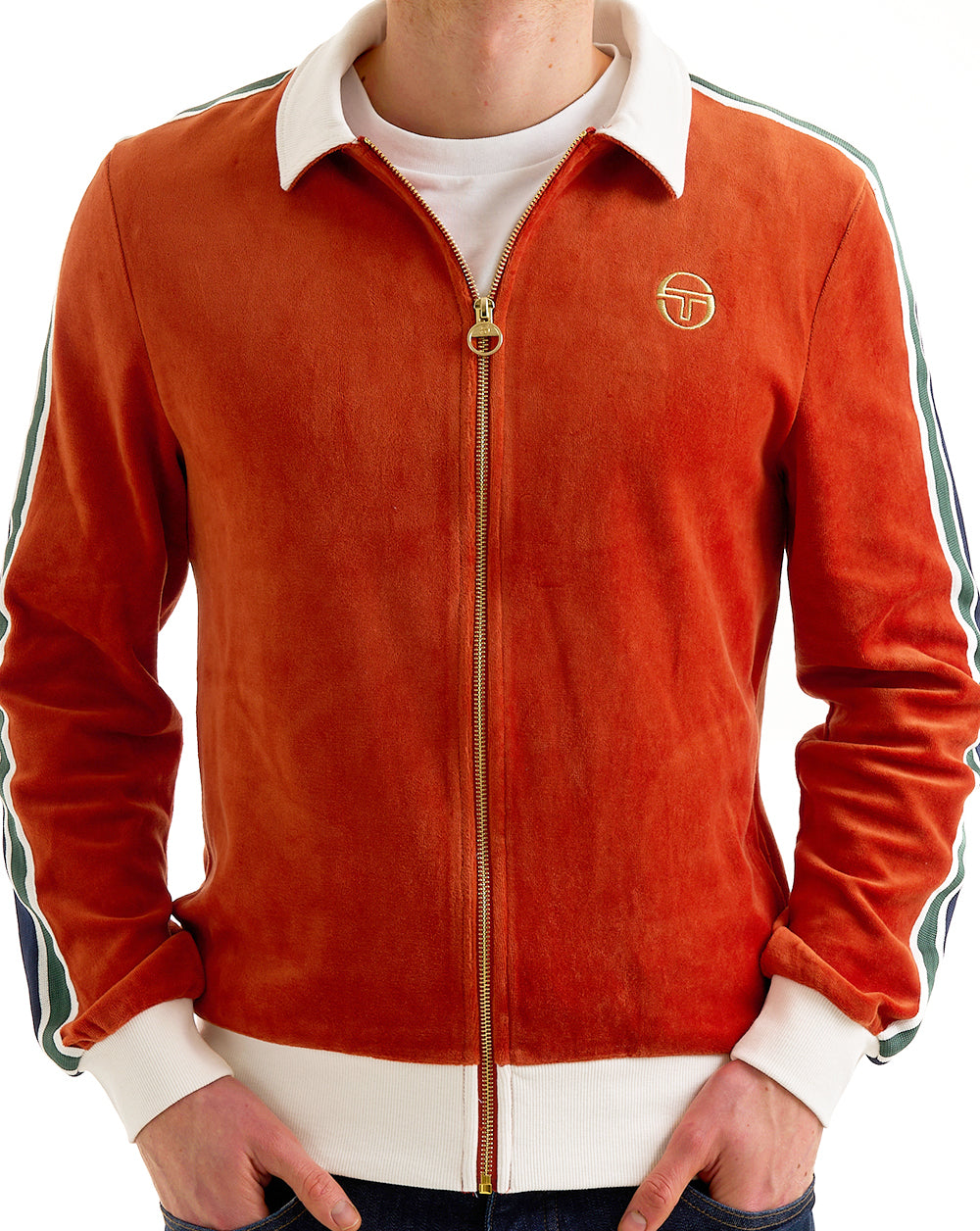 Sergio Tacchini Sergio Tacchini Monte Velour Track Top Burnt Orange/Gardenia