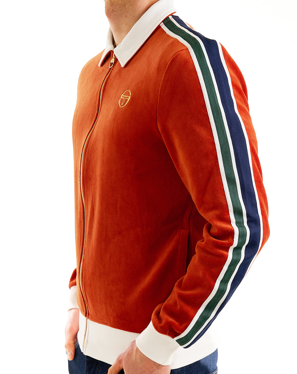 Sergio Tacchini Sergio Tacchini Monte Velour Track Top Burnt Orange/Gardenia