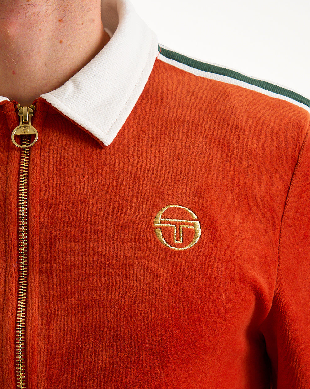 Sergio Tacchini Sergio Tacchini Monte Velour Track Top Burnt Orange/Gardenia