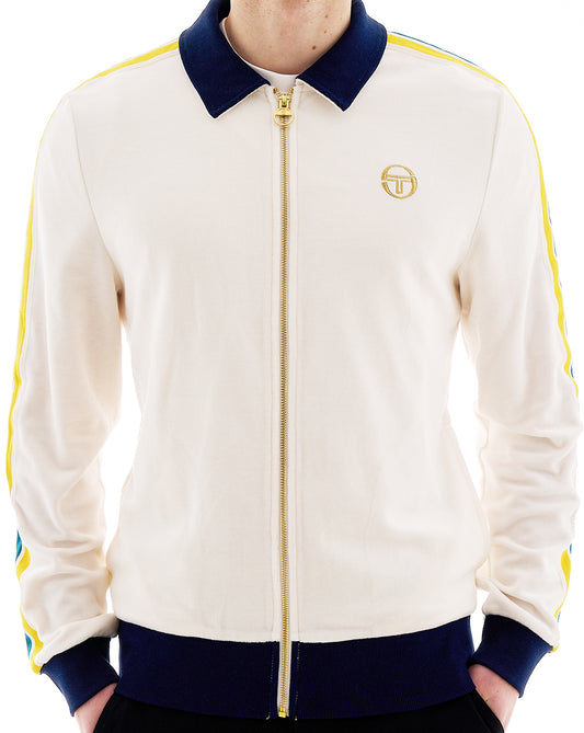Sergio Tacchini Monte Velour Track Top Gardenia/Navy Blue