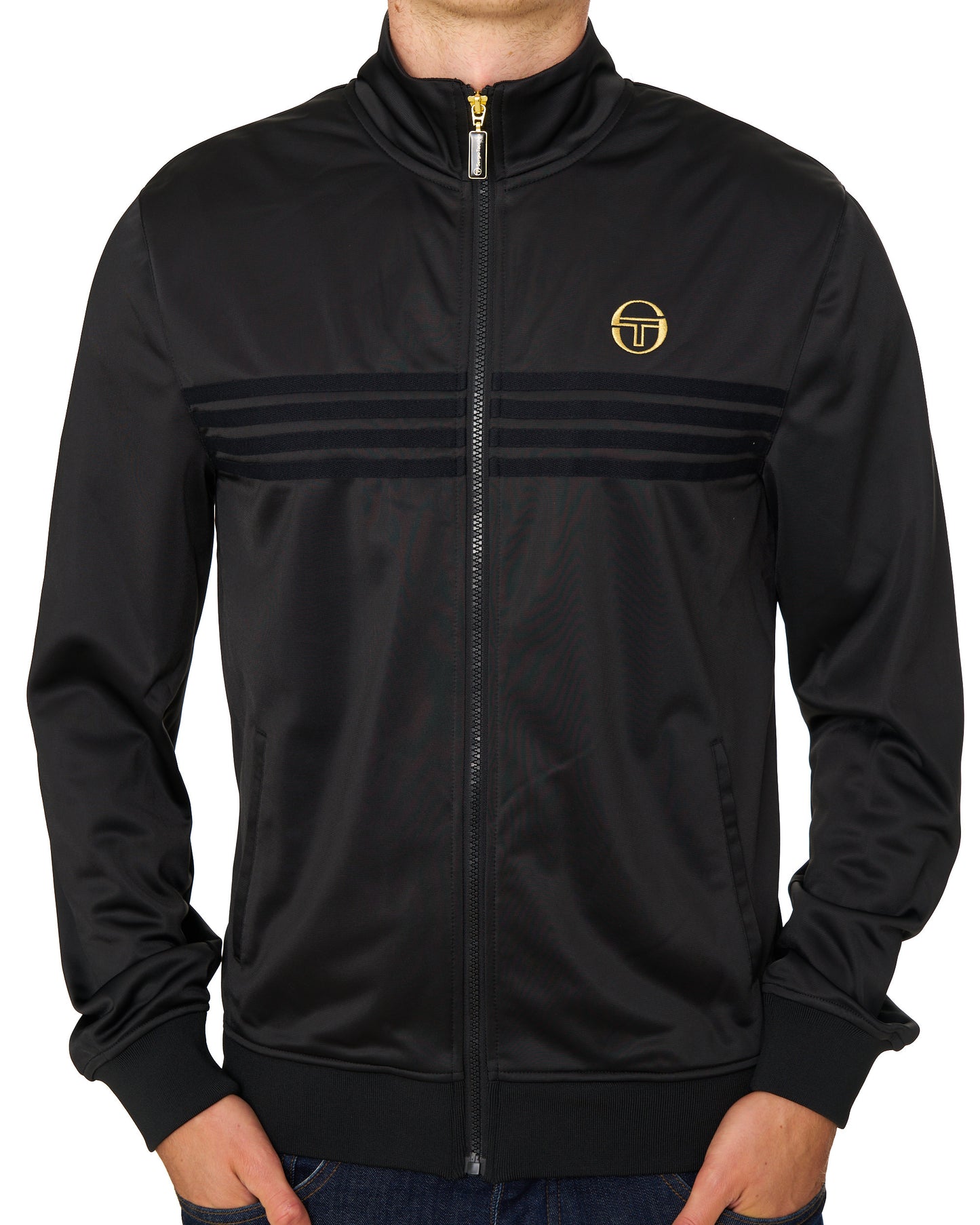 Sergio Tacchini Multi Stripe Track Top Black/Gold Lurex
