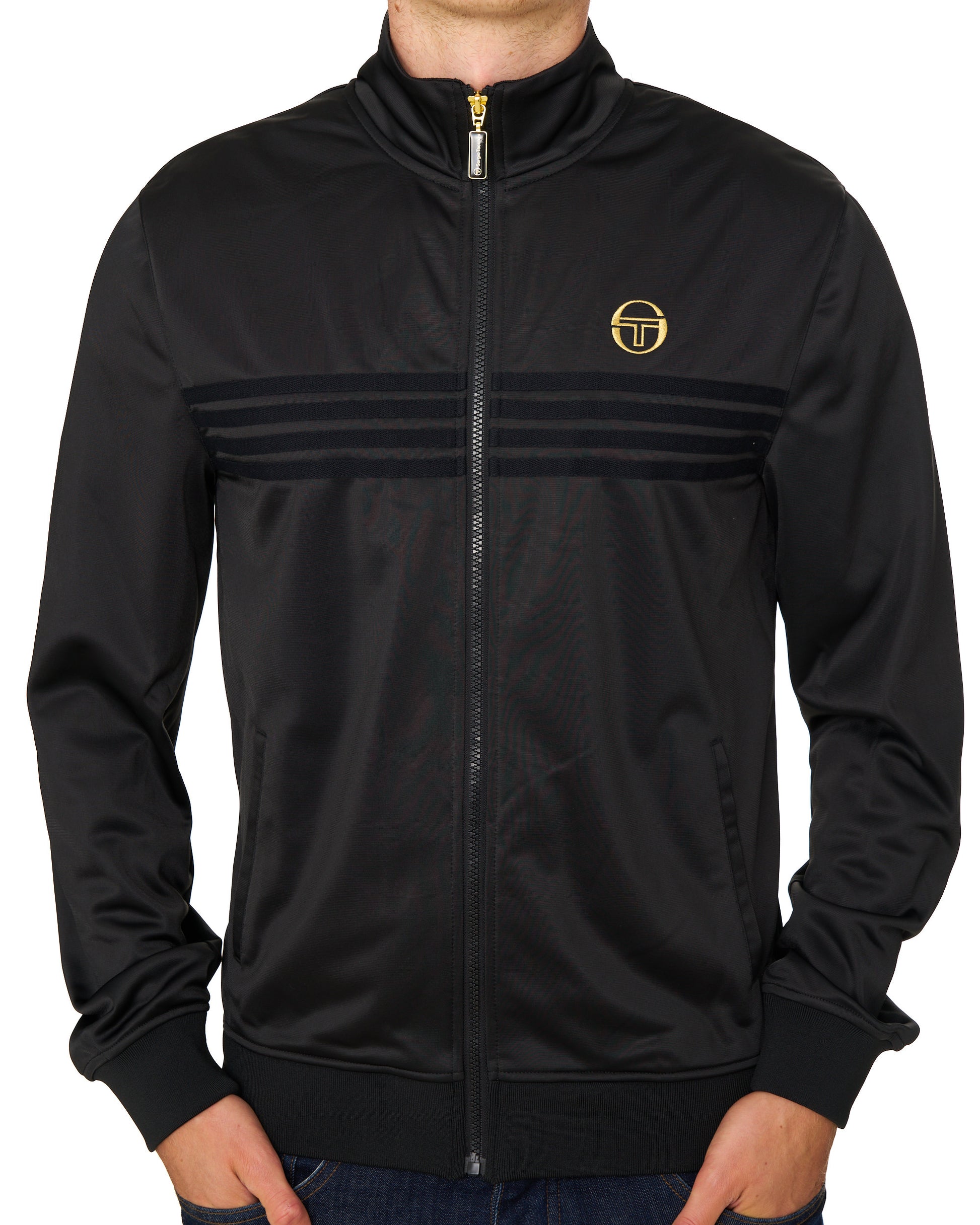 Sergio Tacchini Multi Stripe Track Top Black/Gold Lurex