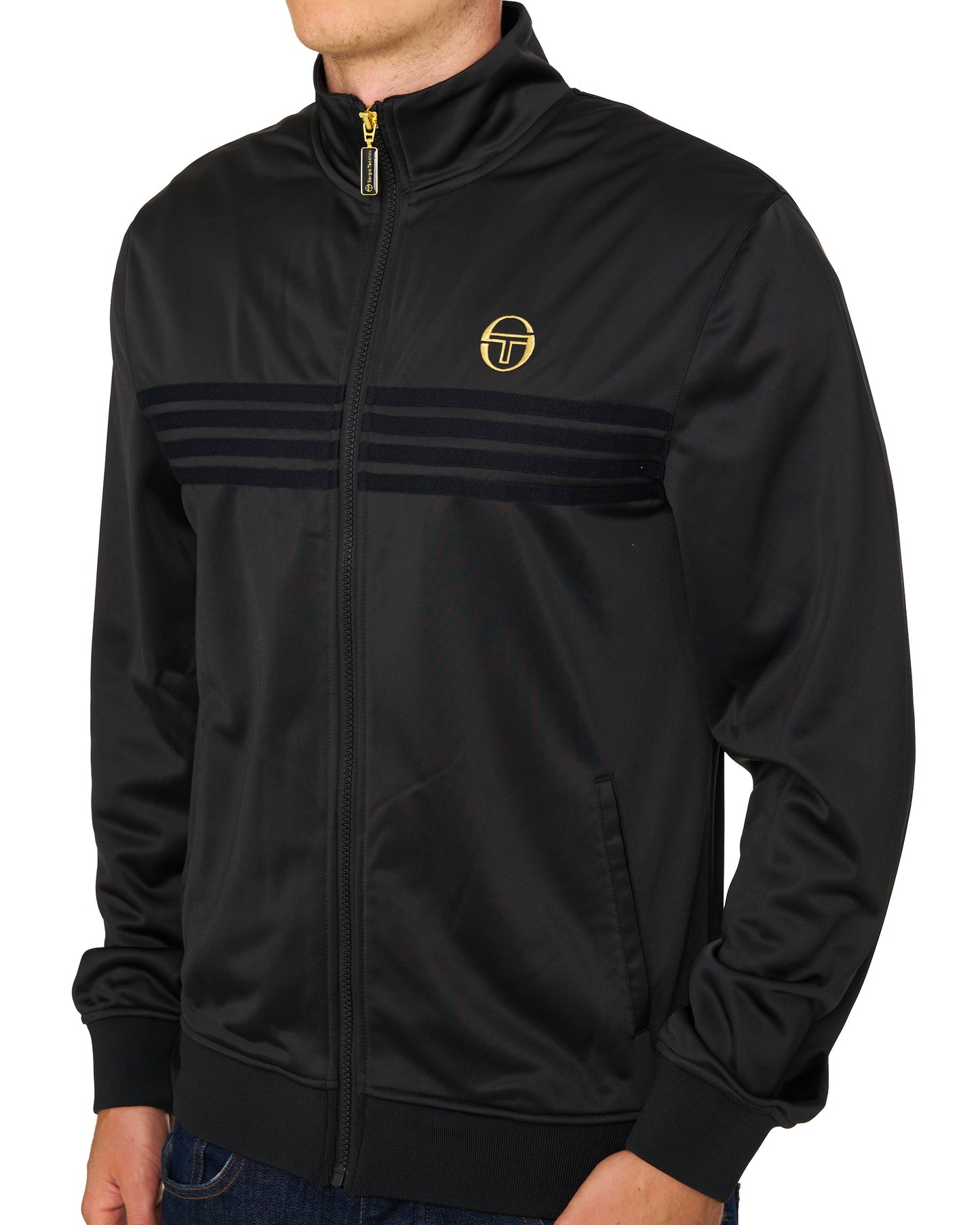 Sergio Tacchini Multi Stripe Track Top Black/Gold Lurex