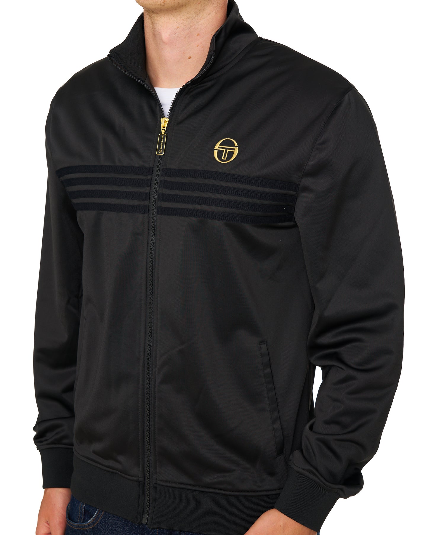 Sergio Tacchini Multi Stripe Track Top Black/Gold Lurex
