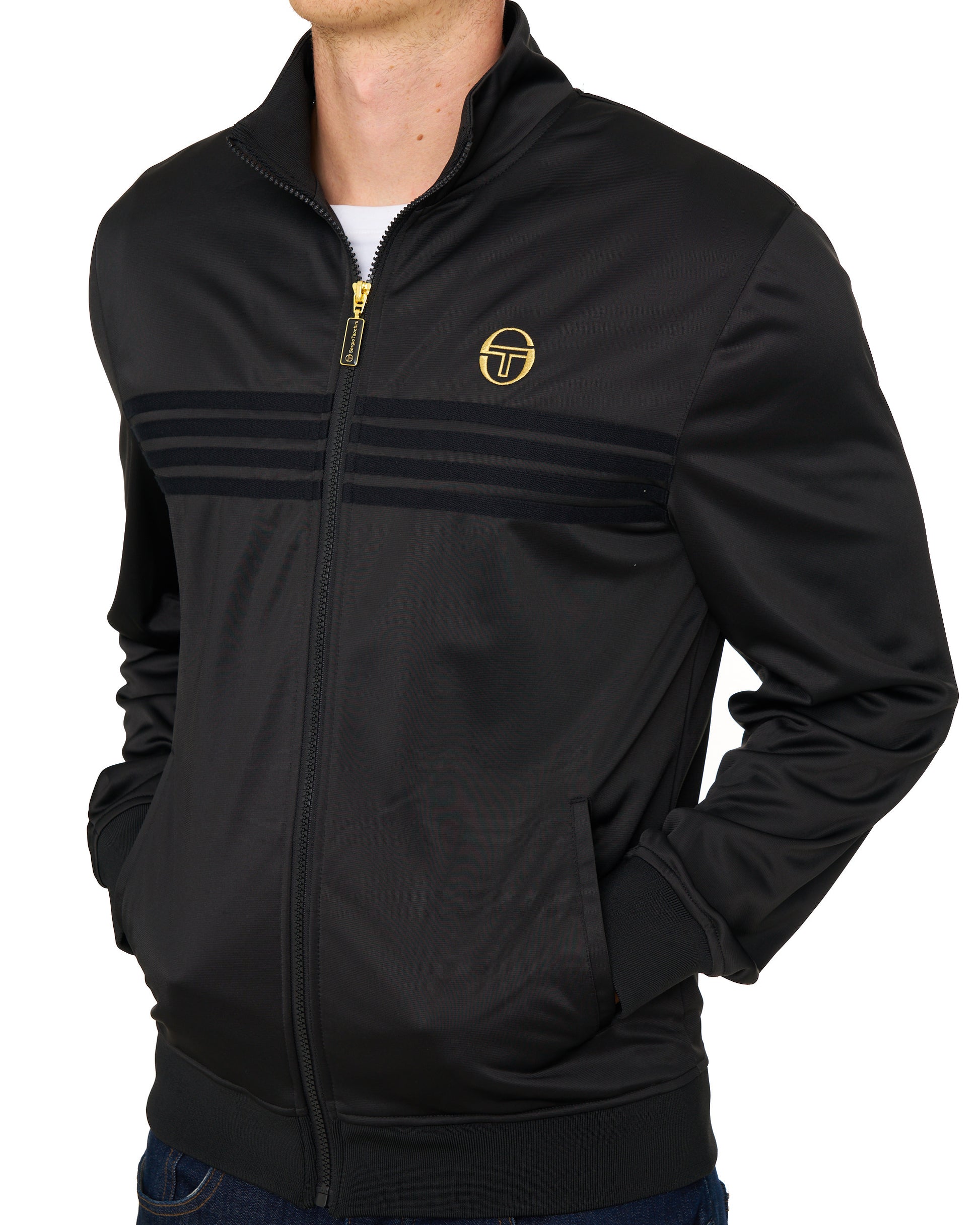 Sergio Tacchini Multi Stripe Track Top Black/Gold Lurex