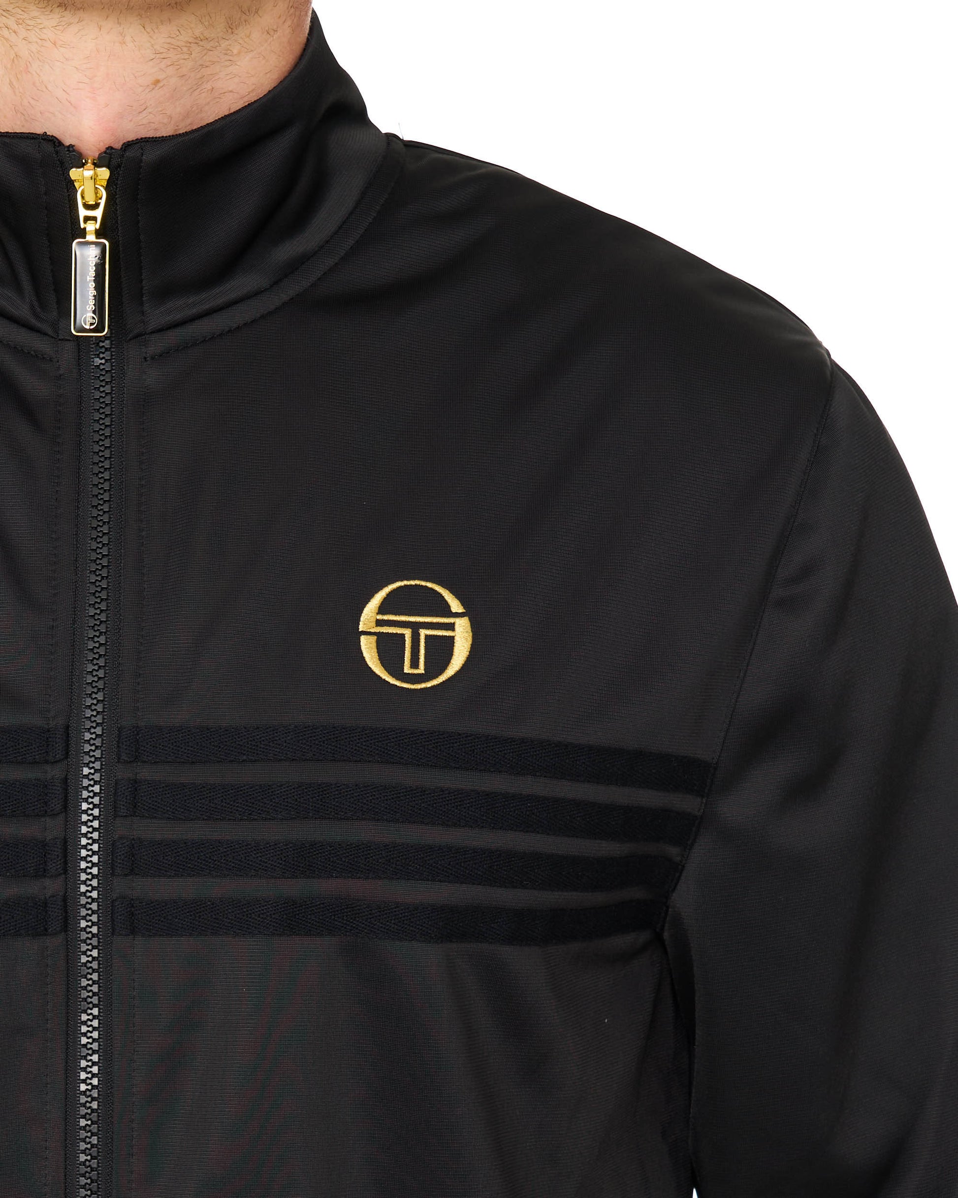 Sergio Tacchini Multi Stripe Track Top Black/Gold Lurex
