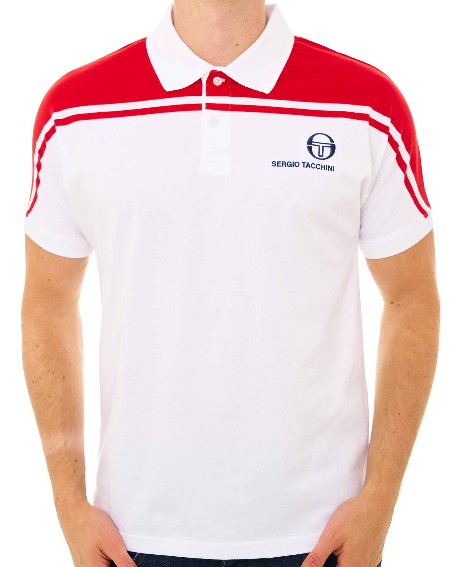 Sergio Tacchini New Young Line Polo Shirt White/Dark Red