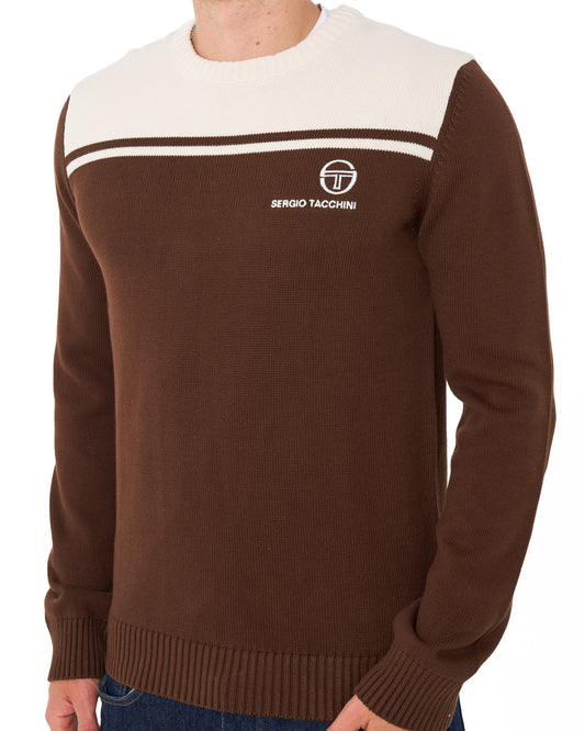 Sergio Tacchini Sergio Tacchini New Young Line Crew Knit Brown/Gardenia