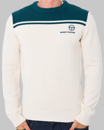 Sergio Tacchini New Young Line Crew Knit Gardenia/Deep Teal