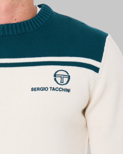 Sergio Tacchini New Young Line Crew Knit Gardenia/Deep Teal