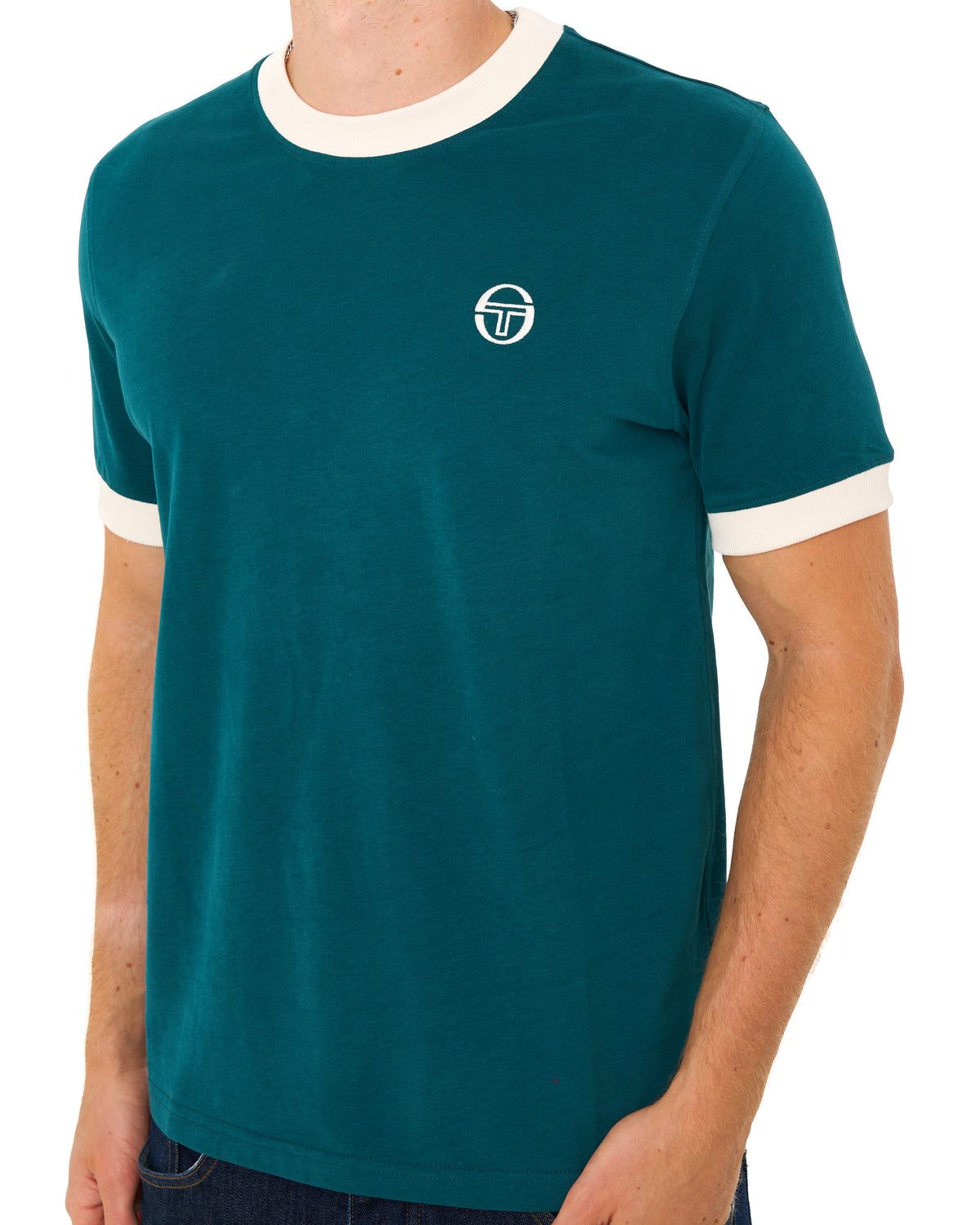 Sergio Tacchini Pro Ringer T Shirt Deep Teal/Gardenia