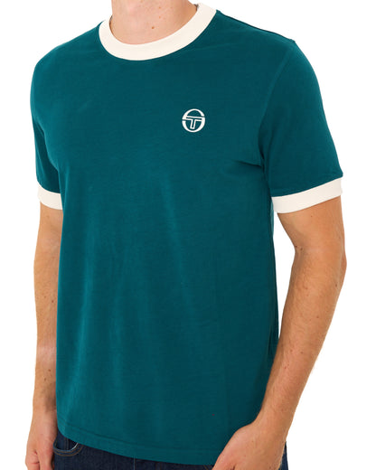 Sergio Tacchini Pro Ringer T Shirt Deep Teal/Gardenia