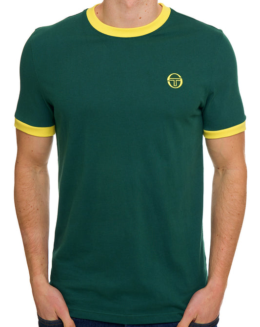 Sergio Tacchini Pro Ringer T Shirt Green/Yellow