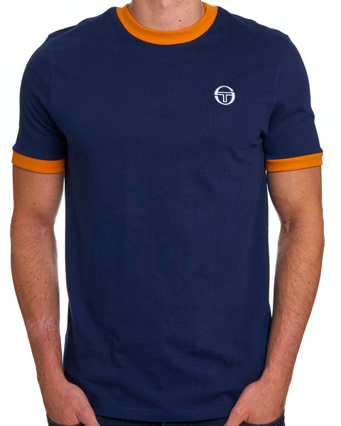 Sergio Tacchini Pro Ringer T Shirt Navy Blue/Orange