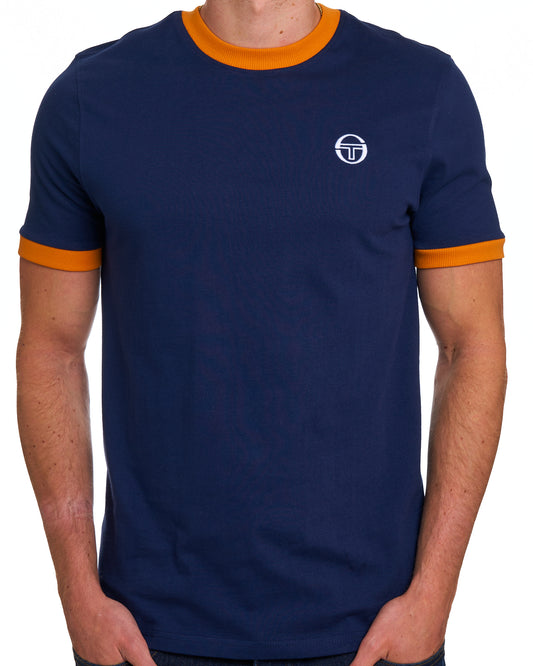 Sergio Tacchini Sergio Tacchini Pro Ringer T Shirt Navy Blue/Orange