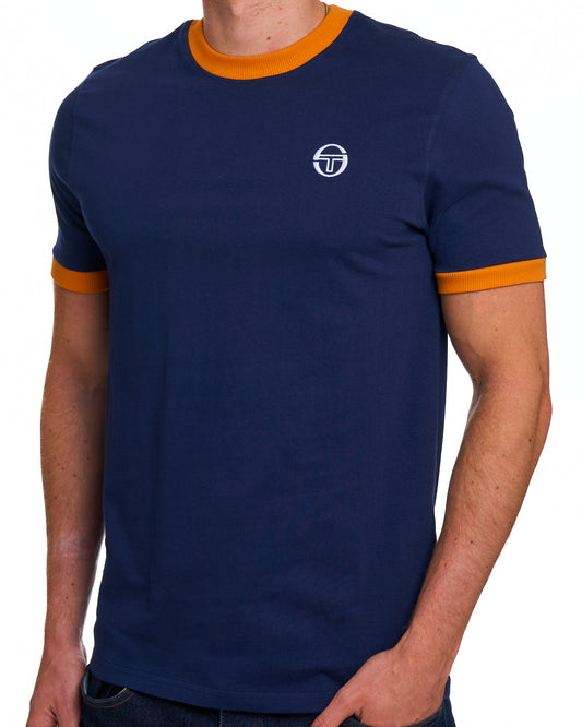 Sergio Tacchini Sergio Tacchini Pro Ringer T Shirt Navy Blue/Orange