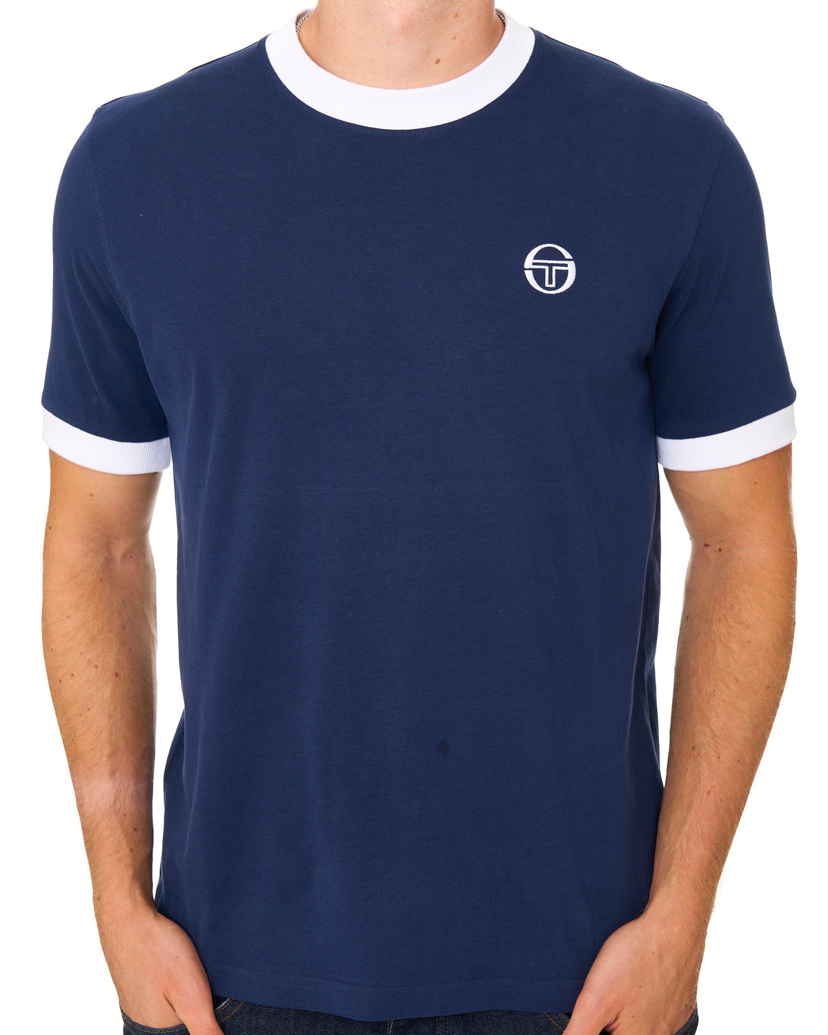 Sergio Tacchini Pro Ringer T Shirt Navy Blue/White