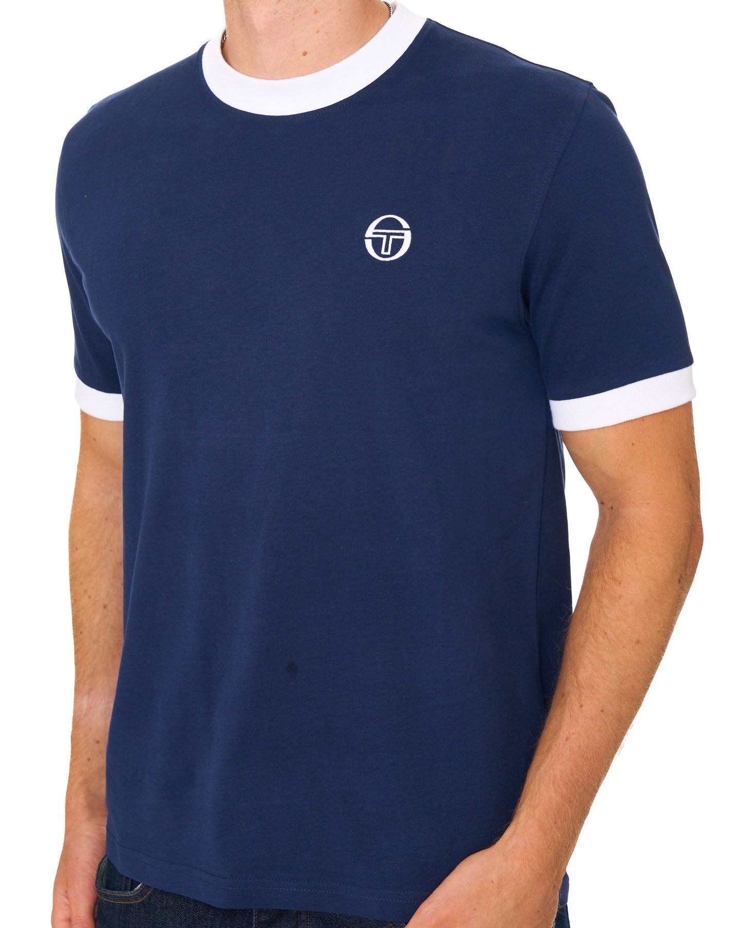 Sergio Tacchini Pro Ringer T Shirt Navy Blue/White