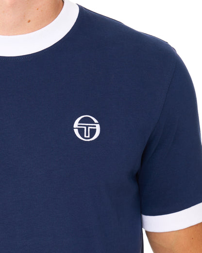 Sergio Tacchini Pro Ringer T Shirt Navy Blue/White