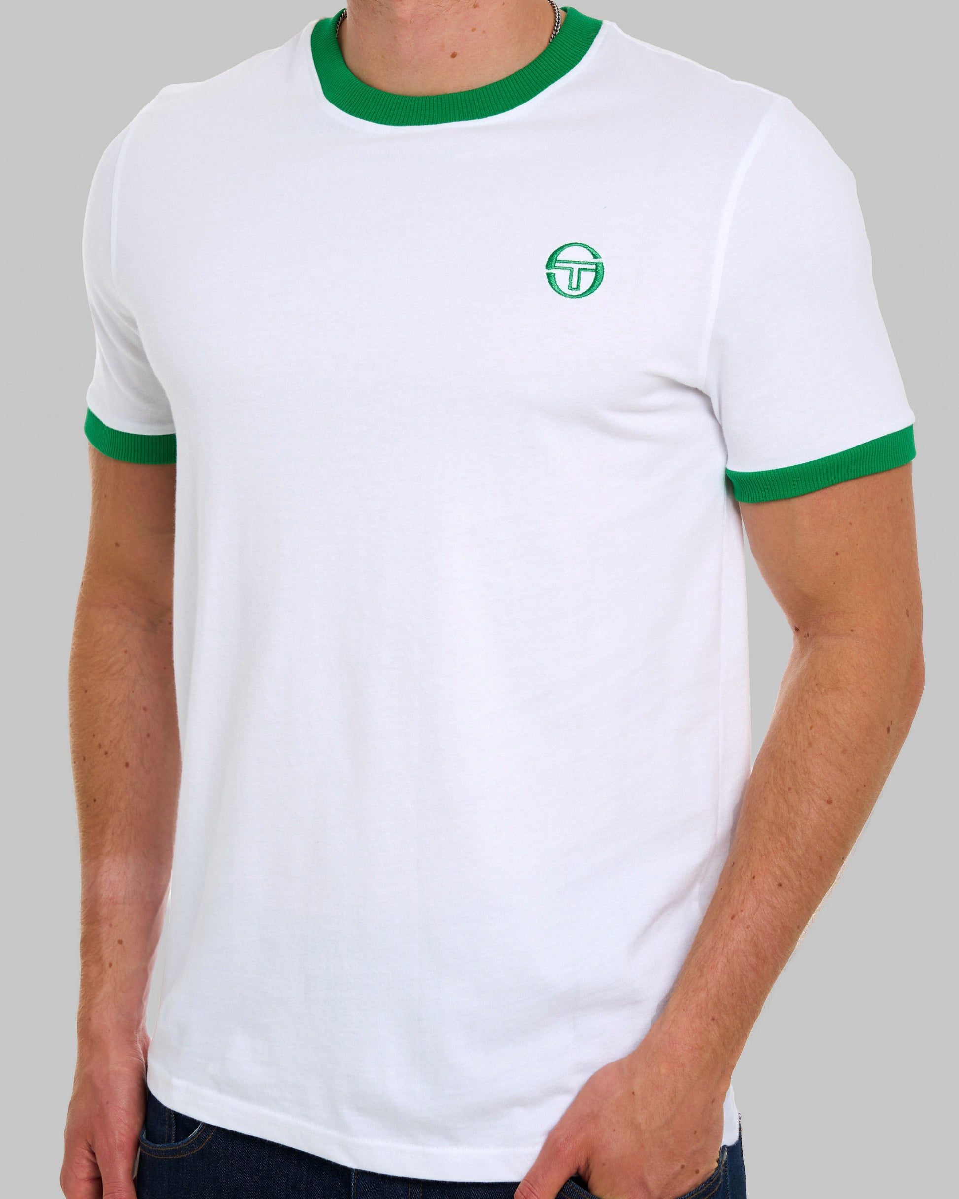 Sergio Tacchini Pro Ringer T Shirt White/Green