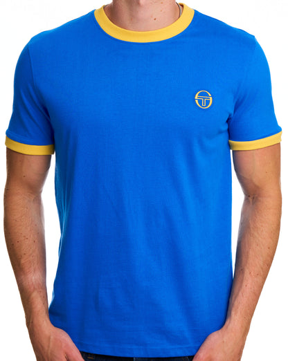 Sergio Tacchini Pro Ringer T Shirt Blue/Yellow